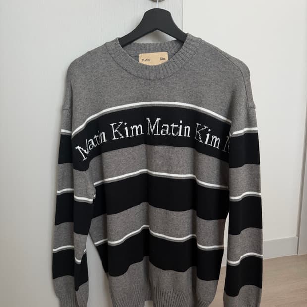 마뗑킴 마뗑 스트라이프 니트 풀오버 그레이 Free