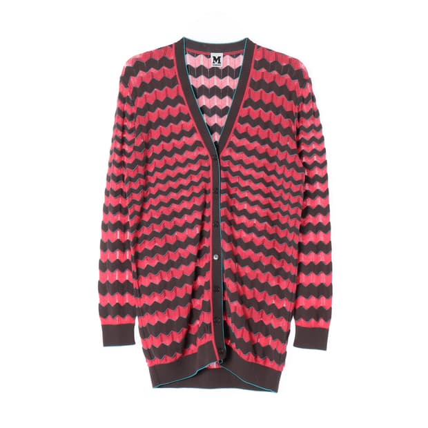 [L]미쏘니 브라운 핑크 스트라이프 긴팔 가디건
