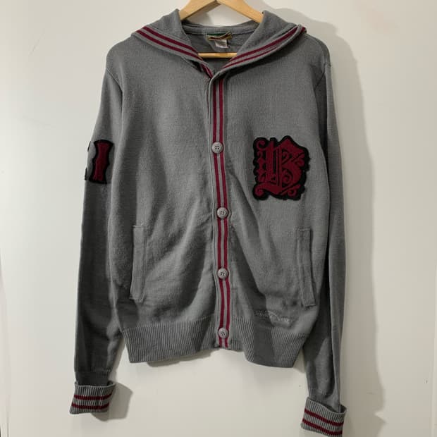 빈티지 후드 레터맨 가디건 