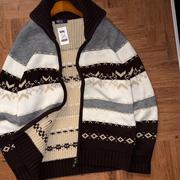 빈티지 노르딕 니트 집업