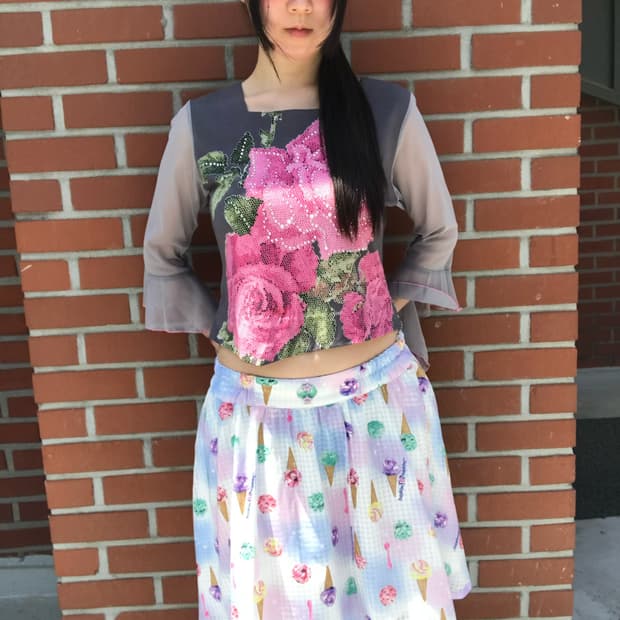 vintage flower pattern mesh top
