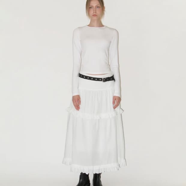 썬번프로젝트 프릴 맥시 스커트 화이트 S