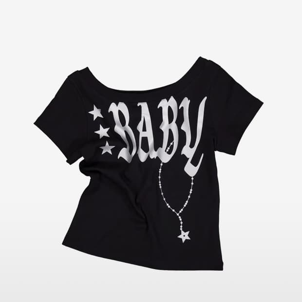 셋업이엑스이 베이비탑 BABY WIDE NECK TOP / BLACK