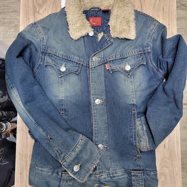 Levis 리바이스 Type1 데님 자켓 안감 후리스 청자켓