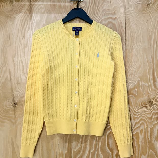 폴로 랄프 로렌 QR 라벨 케이블 가디건