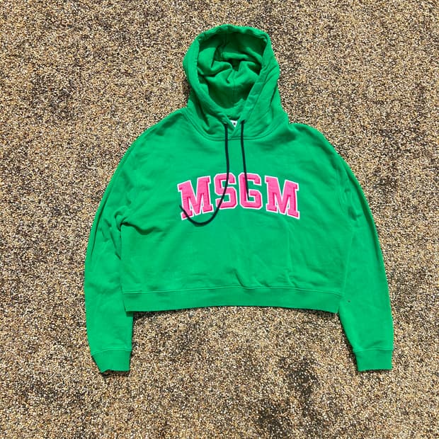 Msgm 그린 크롭 후드티