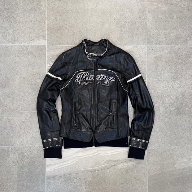 EXR black lamb skin racing jacket 