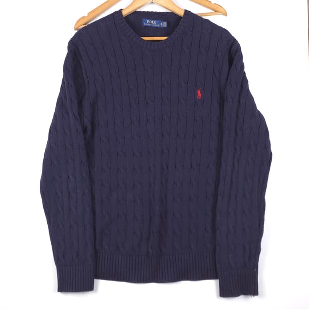 폴로 랄프로렌 코튼 케이블 니트 네이비 (XL)