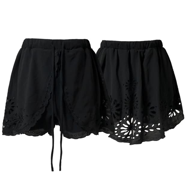 Floral Eyelet Wrap skort