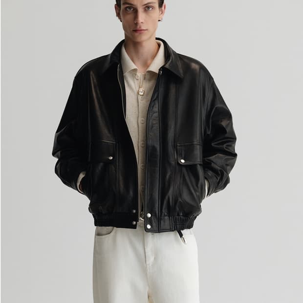 (XL) 던스트 오버사이즈드 빈티지 레더 블루종