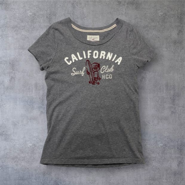 홀리스터 Hollister 그레이 서프클럽 자수 반팔 티셔츠 L