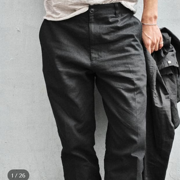 Textured Straight Pants - Black