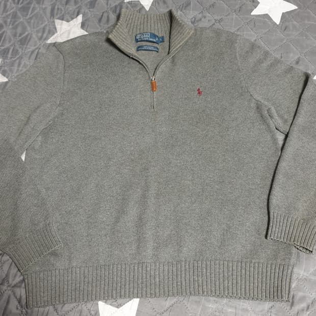 (해외판) 폴로랄프로렌 클래식 반집업 코튼 스웨터 그레이 (L)
