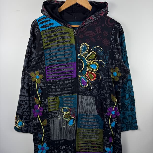 JPN 히피 패치 카르마 롱후드집업1751