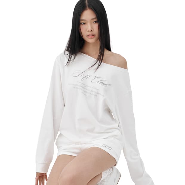 클리시어 원숄더 스웻셔츠 화이트