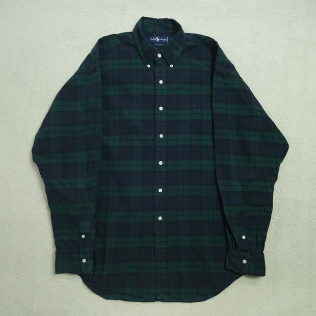 폴로 랄프 로렌 블랙 와치 체크 셔츠 L