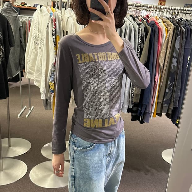 L)ChamiChami vintage y2k 여성 그래픽 롱슬리브