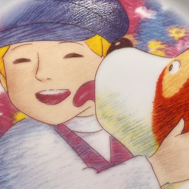 플란다스의 개 일러스트 접시