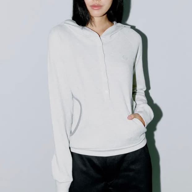 오피쉬 WAFFLE HENLEY HOODIE, OATMEAL