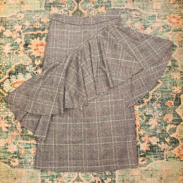 르꼬르망(le CORMANG)체크 커팅 스커트