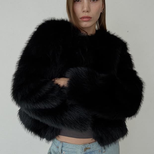 (Ordes) AMELIA FUR JACKET - BLACK