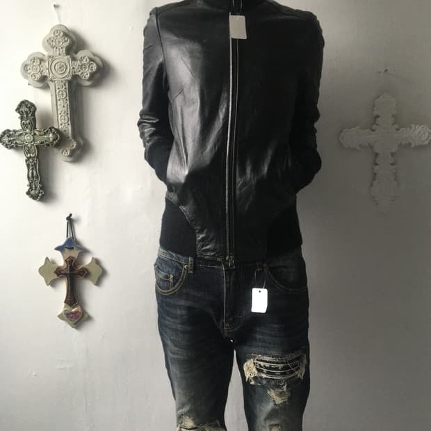 Lamb leather bomber jacket