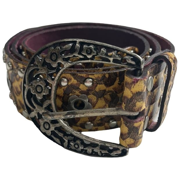 Western style leopard belt
