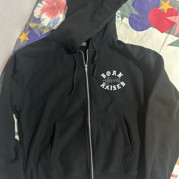 스투시 본앤레이즈드 후드집업XL블랙