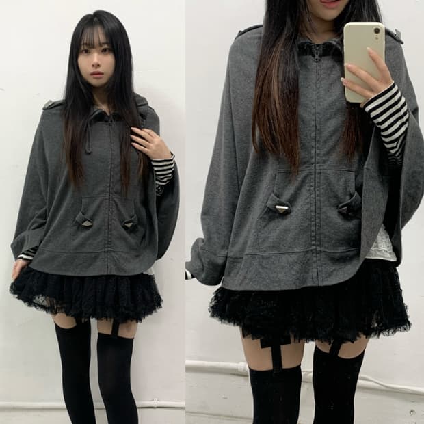 [LAZY DAISY] 펑크 y2k 스터드 케이프