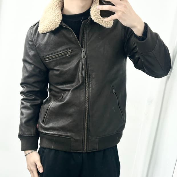 리바이스 레더 쉐르파 자켓