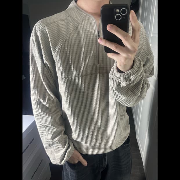 [L] NOMANUAL 노매뉴얼 와플 하프 집업