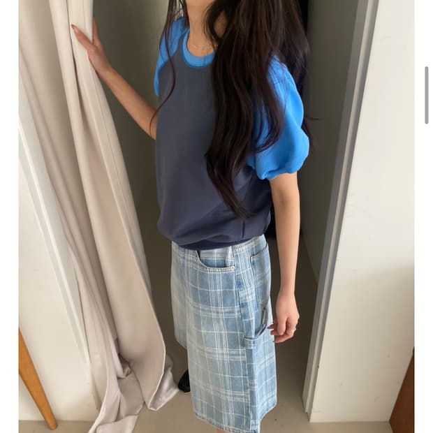 데일리쥬 애프터먼데이 에프터먼데이 나그랑 배색 반팔 맨투맨 반팔티