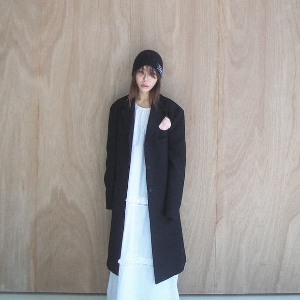 김프티 오버사이즈 싱글 울 롱코트