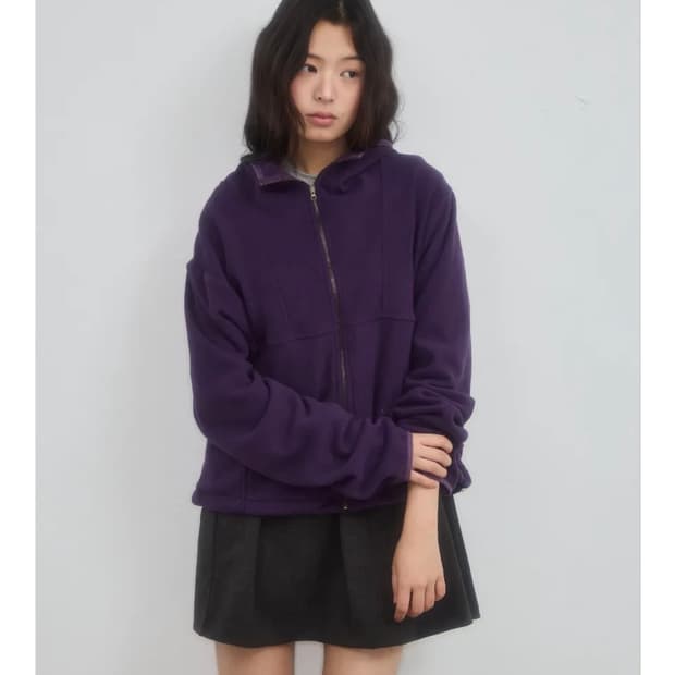 (미개봉 새상품) 레터리 라인 플리스 집업 퍼플 보라색 후리스 집업