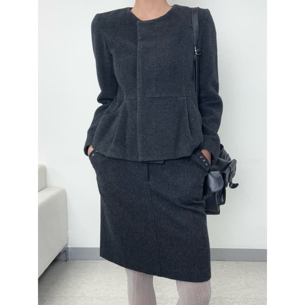 빈티지 차콜 울 자켓