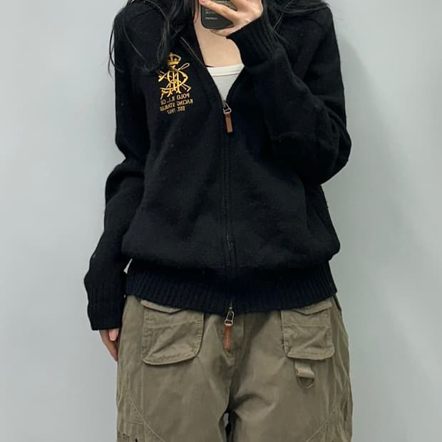 폴로 랄프로렌 램스울 블랙 니트집업