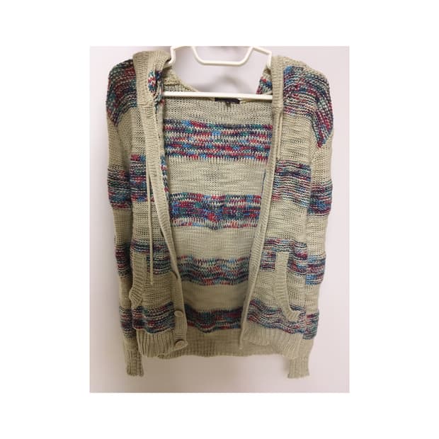 빈티지 베이지 단추 후드