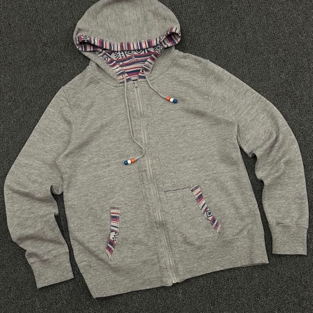 COLZA 빈티지 리버시블 에스닉 패턴 후드집업