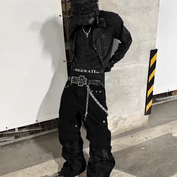 다크 테크웨어 바이커 팬츠