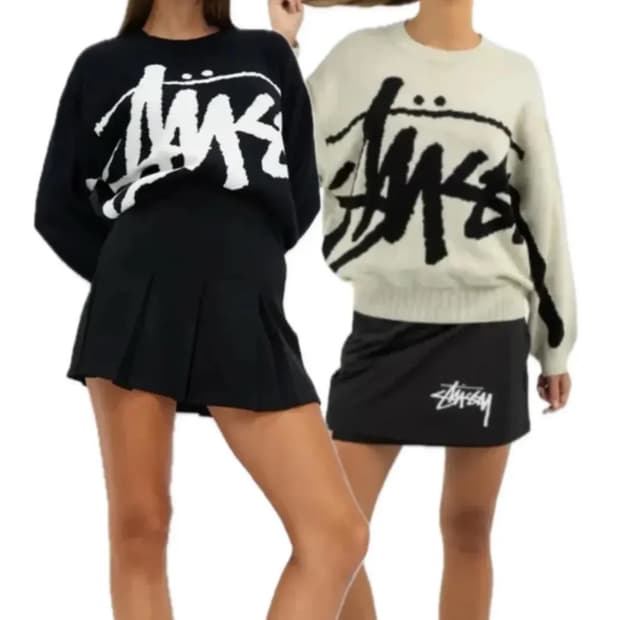 스투시 스탁 스웨터 크림색