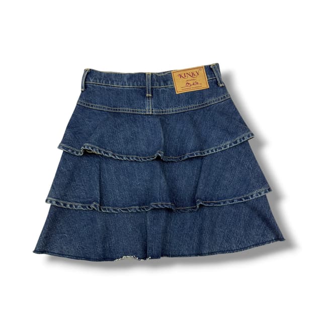 히스테릭 글래머 데님 캉캉 미디스커트