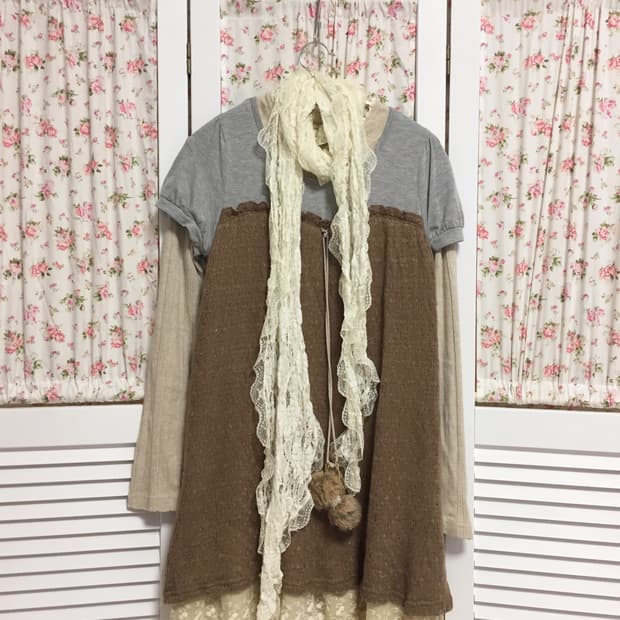 빈티지 모리걸라떼갸루 초코 프릴 반팔