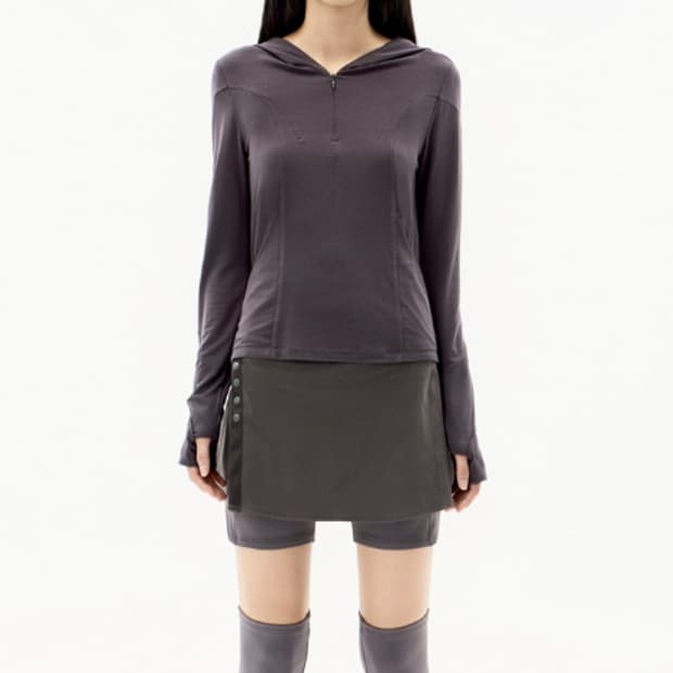 오호스 Button Slit Skirt Shorts Brown