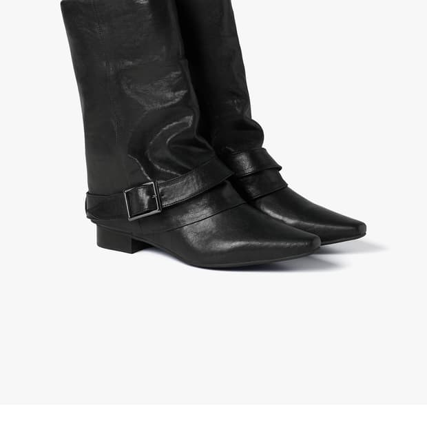 루즈슬립오버 Hug Belt Cow Leather Boots 245