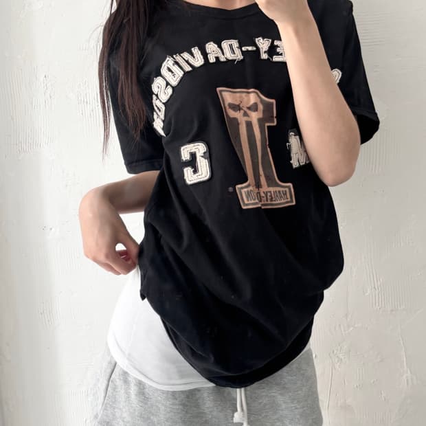 Harley-Davidson 할리데이비슨 블랙로고 반팔 티셔츠