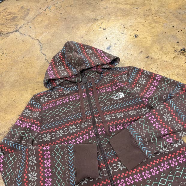 노스페이스 모리 빈티지 브라운 패턴 후드집업