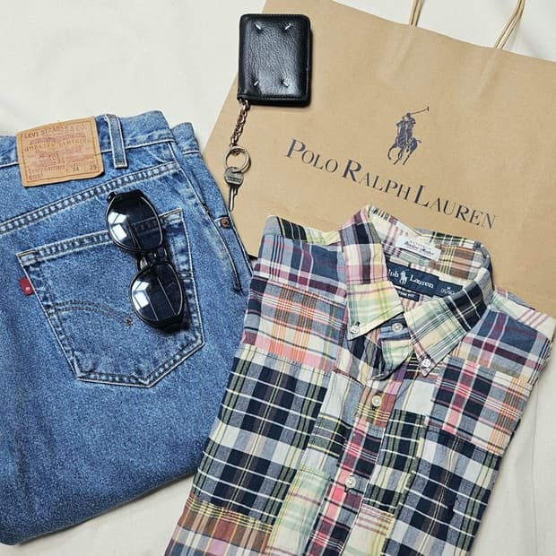 폴로 랄프로렌 마드라스 체크 셔츠 M M0226