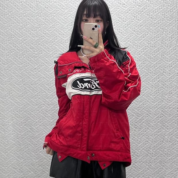 푸부 올드스쿨 레트로 포드 머스탱 레이싱 바람막이 자켓 L C12971