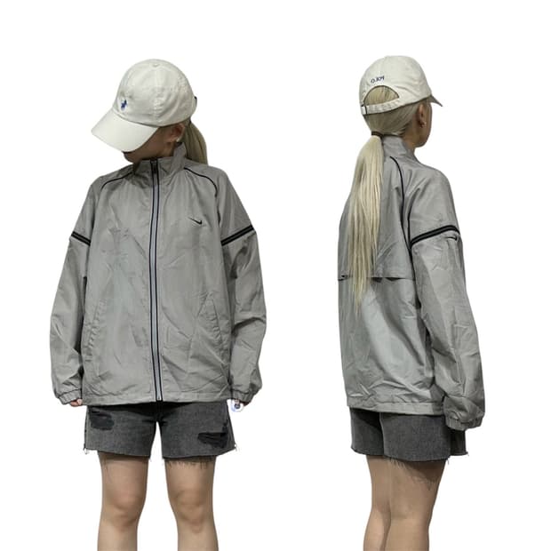 나이키 그레이 블랙 사이드 라인 바람막이 트랙 자켓 S