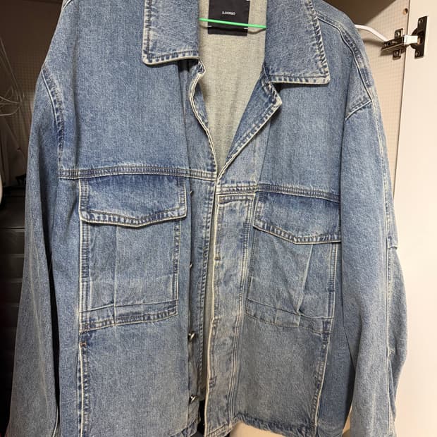 일꼬르소 블루 오버핏 오픈카라 데님 트러커 110사이즈